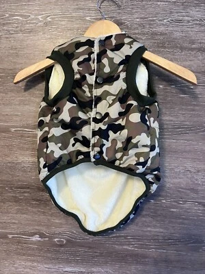 Собака куртка искусственного меха с подкладкой мягкий крюк и петля закрыть зимняя армия Sz средний новый - Изображение 1 из 4