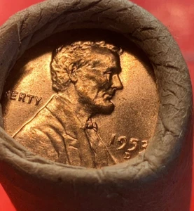 1953-D OBW ORIGINAL BANK WRAPPED ROLL BU UNCIRCULATED LINCOLN WHEAT CENT PENNIES - Picture 1 of 8