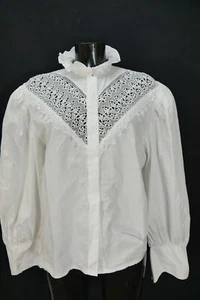 Gr.48 Trachtenbluse weiß Bluse für Dirndl Gössl Baumwolle mit Spitze TB9861 - Bild 1 von 4