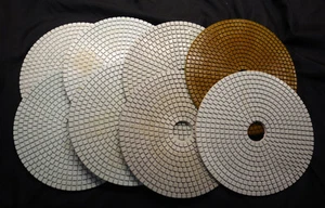 Set of 8 New Wet/Dry Diamond Polishing Pads Granite Stone Marble - Picture 1 of 5