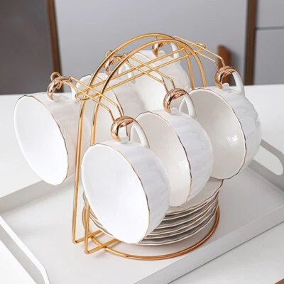 Premium Quality Golden Tea Cup and Saucer Display Rack with Polished Finish - Image 1 of 4