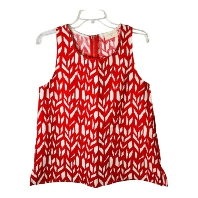 Top Everly patrón geométrico rojo blanco sin mangas cremallera trasera mujer talla mediana Foto 1 de 4