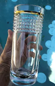 Fabulous Waterford Heavy Lead Crystal 8.5" Rebel 24k Gold Rimmed Studded Vase - Picture 1 of 13