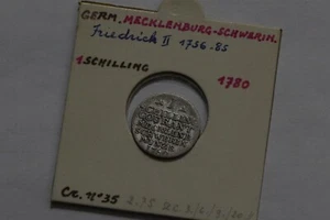 π§ π©πͺ GERMANY MECKLENBURG 1 SCHILLING 1780 SILVER B66 #89 - Picture 1 of 3