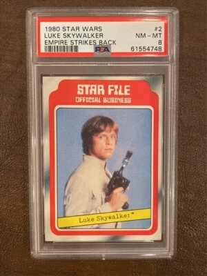 1980 Topps Star Wars Empire Strikes Back #2 Luke Skywalker PSA 8 Sharp - Image 1 of 2