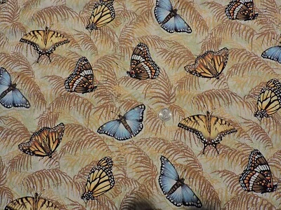 Lote de mariposas en hojas 100 % tela de algodón - por yarda Foto 1 de 4