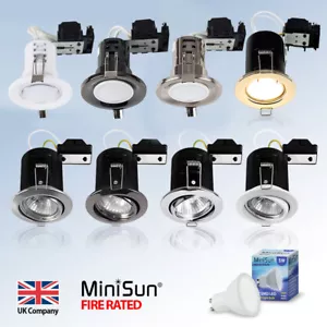 10 x Recessed Fire Rated Ceiling Downlights LED GU10 Spotlights Downlighters - Picture 1 of 20