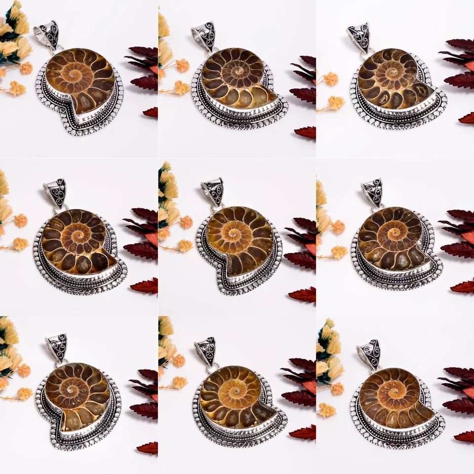 Винтажные ювелирные изделия ручной работы с аммонитом.925 посеребренный кулон (40 штук) - Изображение 1 из 4