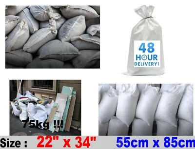 50 x Tough Woven Polypropylene Builder Rubble Sacks Bags. ** ULTRA STRONG **