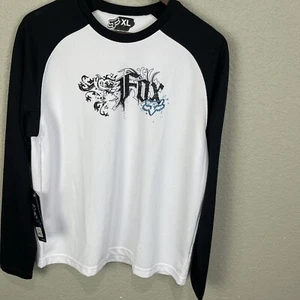 NUOVE camicie donna Fox Racing taglia extra large XL manica lunga bianco nero - Foto 1 di 11