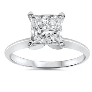 Certified 2Ct Princess Cut Solitaire Diamond Engagement Ring 14k Gold Lab Grown - Picture 1 of 6