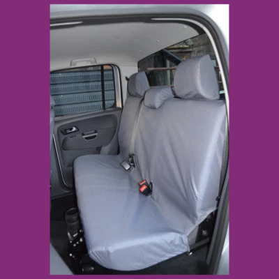 VW Volkswagen Amarok 2011-2022 Grey Waterproof Tailored Rear Bench Seat Cover - Image 1 of 3