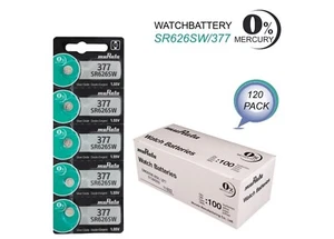 Murata Battery 377 (SR626SW) Silver Oxide 1.55V (120 Batteries Per Pack) - Picture 1 of 2
