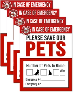 Pet Rescue Sticker - Fire Safety - Emergency Pet Window Decal - Dog Cat 4X5 Dura - Picture 1 of 7
