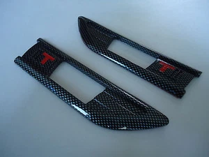 CAR HOOD FENDER AIR FLOW SCOOP DECORATION VENT COVER CARBON BLACK X 2 PIECES - Picture 1 of 8