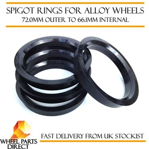 Spigot Rings 4 72mm to 66.1mm Spacers for Nissan 200SX S13 4 Stud Mk3 88-96 - Picture 1 of 1