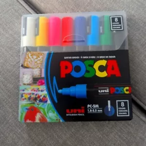 UNI POSCA WATER BASED MARKERS PC-5M 8 COLORS MEDIUM TIP NEW! - Picture 1 of 2