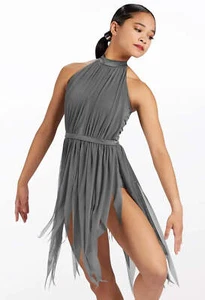 Dance Costume Lyrical Medium Child Gray Weissman 13083 Dress Halter Contemporary - Picture 1 of 3