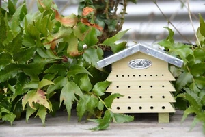 Bee House Beehive Garden Freestanding Hanging Hotel Wood Metal Roof FSC 100% - Picture 1 of 7