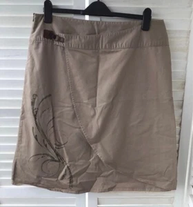 Kathmandu size 14 faux wrap skirt cotton beige - Picture 1 of 13