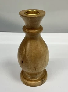 Hand Turned Wooden Candlestick Sycamore Decorative Hand Made 15cm high - Picture 1 of 12