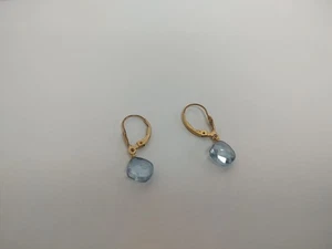 Ohrringe 14 Karat Gold Mystic Blau Quarz Leverback - Bild 1 von 4