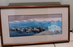 Spirit Of The Plains, Carole Bourdo handsigniert Indianer Künstler 20x10" - Bild 1 von 7