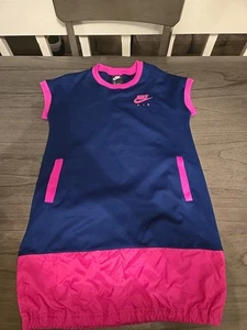 Nike Air Older Kids Girls Large Short Sleeve Blue Pink Dress - Picture 1 of 6