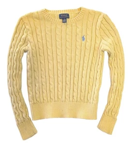 Suéter Polo Ralph Lauren Niños Unisex Talla 8-10 Amarillo Calce Ajustado Punto Cable - Imagen 1 de 8