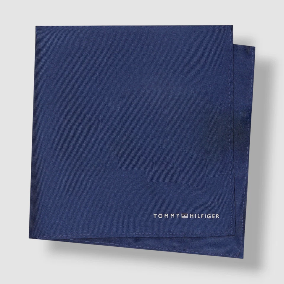 Tommy Hilfiger Men's Blue Solid Silk Handkerchief Pocket Square - Image 1 of 1