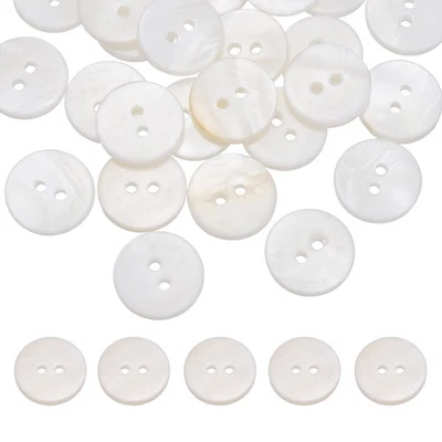 26Pcs Natural Shell Buttons,15mm 2 Holes Pearl Button,Porcelain White - Image 1 of 4