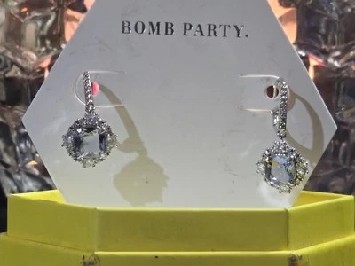 RBP 3711 Bold Spirit Lab Created Tanzanite Rhodium Plated Earrings  - Image 1 of 3