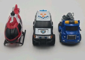 Lot of 3 Toy Vehicles – Police SUV, Tow Truck & Rescue Helicopter Kids Set - Picture 1 of 3