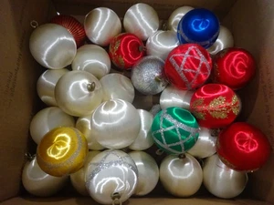 34 Mostly White CHRISTMAS Ornaments Satin LOT - Picture 1 of 4