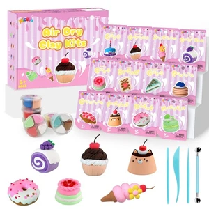 Children Clay DIY Set 12 Boxes Model Magic with Sculpting Tools and Tutorials - Picture 1 of 15