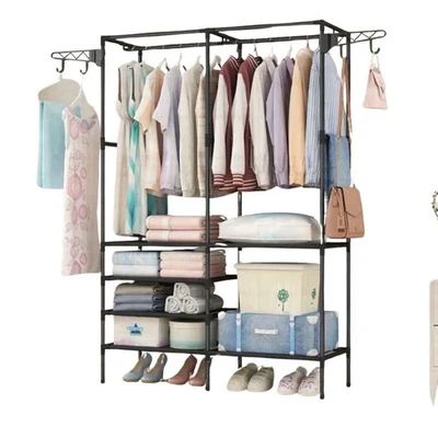 Stand Appendiabiti in Metallo con Asta Superiore e Ripiano Inferiore 108x36x170 - Immagine 1 di 2