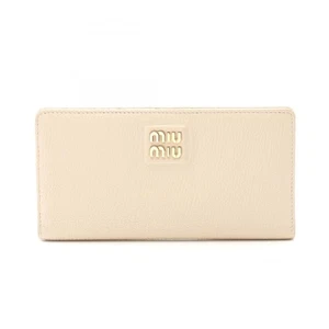 Miu Miu Madras Bifold Geldbörse Lang Portemonnaie Leder Beige Gebraucht Damen - Bild 1 von 8