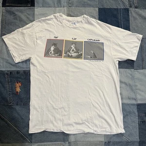Camiseta gráfica Hanes Beefy Richard Watherwax Fat Cat talla XL rara 1990 - Imagen 1 de 7