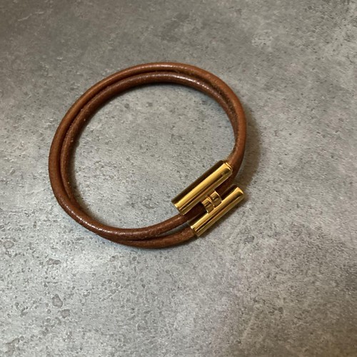 HERMÈS Bracciale Hermes pelle oro ottimo usato pellene marro senzala sca 7 5lici
