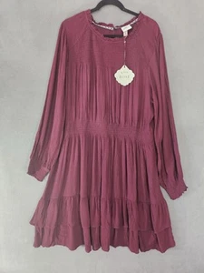 Abito maxi a strati Knox Rose nuovo con etichette più 2x bordeaux flouce cottagecore texture boho - Foto 1 di 9