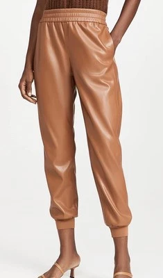 Pantalones de chándal Alice + Olivia Pete de cuero vegano XS marrón elástico para mujer Foto 1 de 4