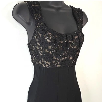 Whimsy Dress Sz 6 Midi Witchy Dark Fairygoth Lace Sequins Square Neck Sleeveless - Image 1 of 4