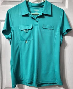 Gander Mtn Damen grün Kurzarm Poloshirt Activewear Oberteil große Taschen - Bild 1 von 9