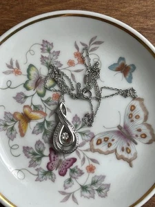 Vintage Diamond Accent Heartbeat 925 Sterling Silver Women's Necklace - Picture 1 of 6