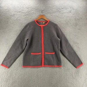 Cabelas Full Zip Cardigan Womens L Gray Crew Neck Long Sleeve Front Pockets - Picture 1 of 12