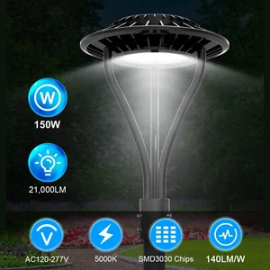 Outdoor Garden LED Post Top Light 150W Parking Lot Street Pole Lighting Fixture - Picture 1 of 12