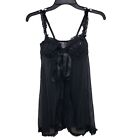 Victoria's Secret Sexy Little Things Y2k Black Mesh Lace Sequin Cup Negligee 34C