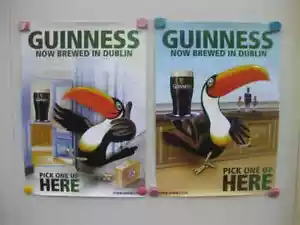 2 Guinness Posters ~ Now Brewed In Dublin ~ Toucan ~ 60 cm x 42 cm - Picture 1 of 4
