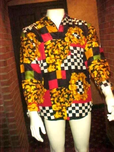 VINTAGE MEN SILK SHIRT BEAUTIFUL WITH 1 LEFT POCKET MULTICOLOR DESIGN SIZE SMALL - Picture 1 of 8