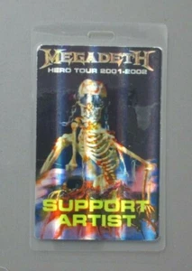 Megadeth backstage pass laminated Hero Tour 2001-02 Support Artist AUTHENTIC ! - Picture 1 of 1